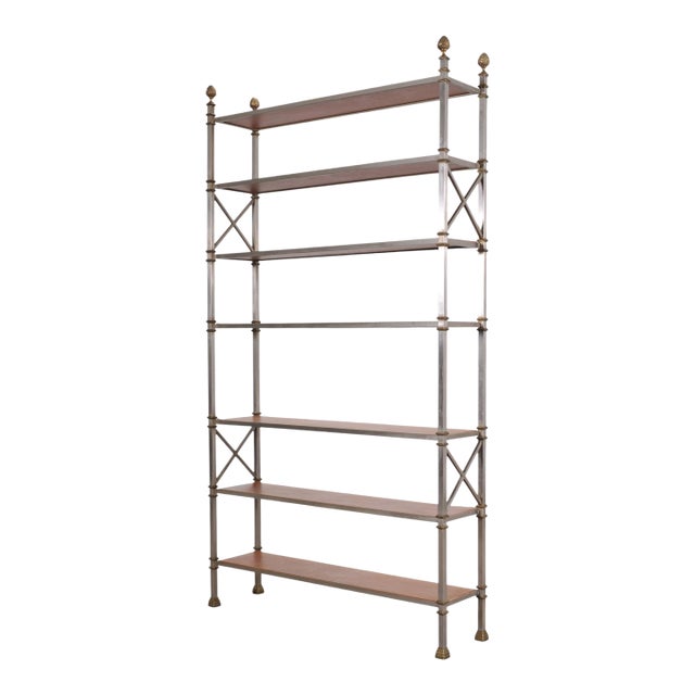 Maison Jansen Style Steel Bronze Neoclassical Bookcase Étagère For Sale