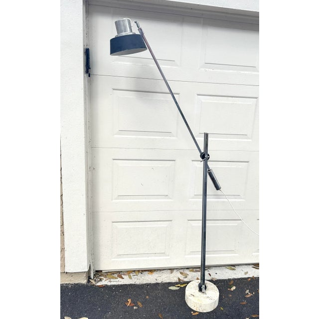 Italian postmodern chrome and terrazzo stone floor lamp. Corded and works perfectly.