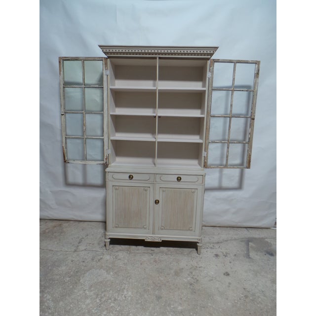 Wood Swedish Gustavian Glass Top Display Cabinet For Sale - Image 7 of 14