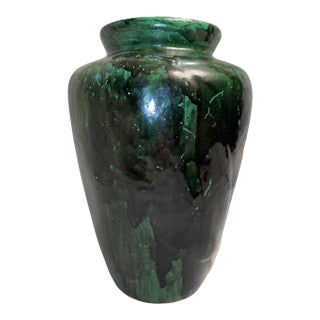 1920s Zanesville Tobacco Leaf Multi-Toned Green Glaze #102 Vase For Sale