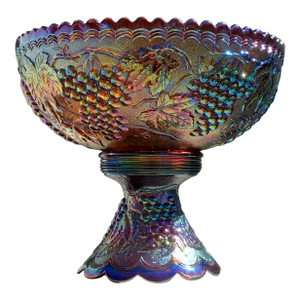 1960s Imperial Glass Company Punch Bowl & Stand Amethyst Purple Indiana Grape, Caarnival Glass