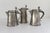 Antique Swedish Pewter Tankards, 18th century. Set of 3. Highly decorative set of three Nordic jugs or tankards with...