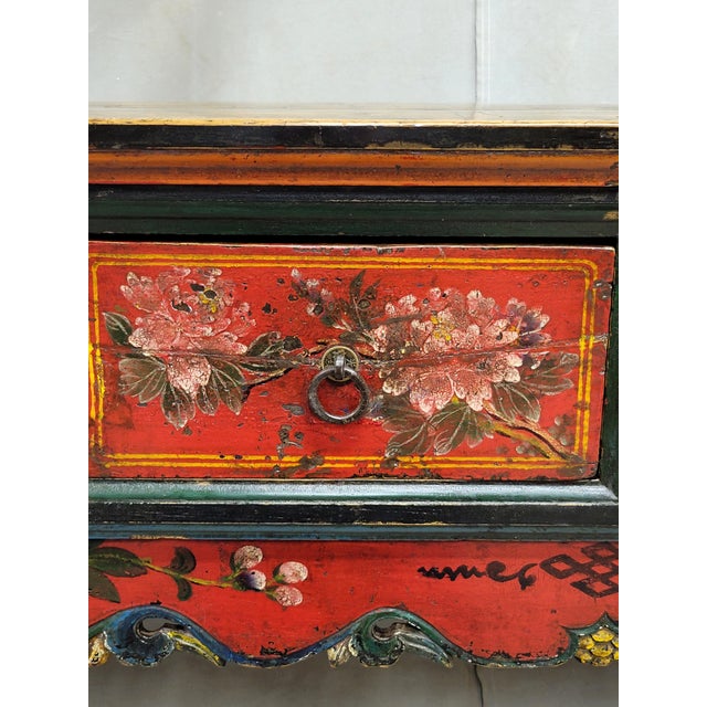 Wood Antique Early 20th Century Chinese Red Lacquer Altar / Console Table For Sale - Image 7 of 15