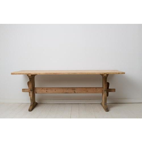 Large Swedish Rustic Country Trestle Dining Table For Sale - Image 10 of 17