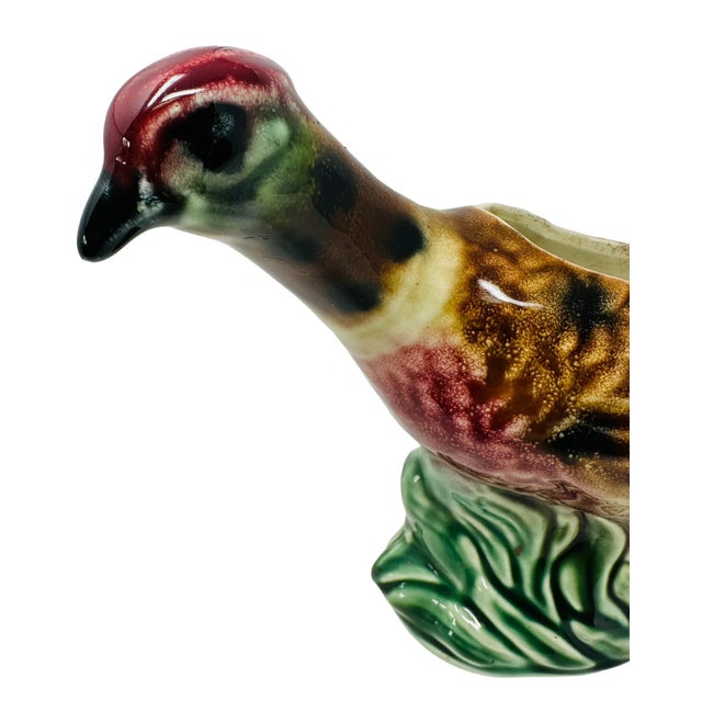 Ceramic Vintage Mid Century Ceramic Pheasant Plant Holder Made in Usa For Sale - Image 7 of 12