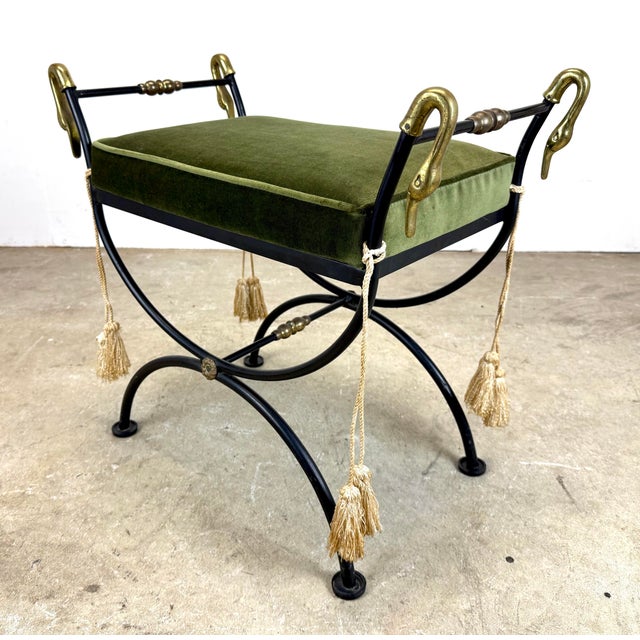 Mid-Century Modern Vintage Maison Jansen Style Vanity Bench For Sale - Image 3 of 12