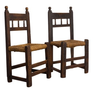 Spanish Decorative Side Chairs in Pine, 1800s, Set of 2 For Sale