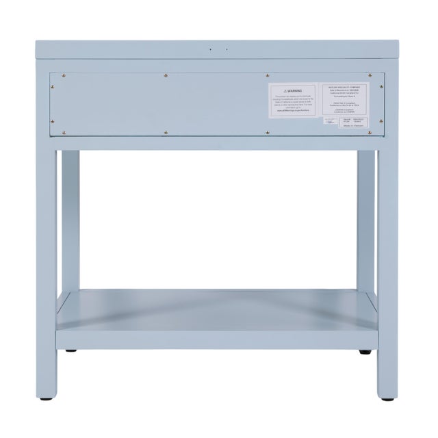 Blue Nora 30 in. W Rectangular Wood 1 Drawer Wide Nightstand with Lower Open Shelf, Light Blue For Sale - Image 8 of 11