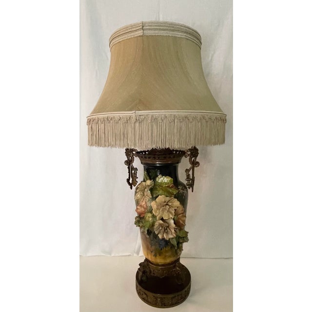 19th C. Over-Scale Lamp W/3-Dimensional Floral Details & Orientalist Bronze Mounts For Sale - Image 13 of 13