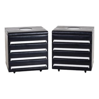 Leather-Covered Filing Cabinets, Late 20th Century, Set of 2 For Sale