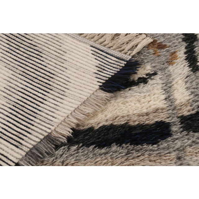 Textile Vintage Swedish Rya Rug, Bold Scandinavian Gray Geometric Patterns - Rug & Kilim For Sale - Image 7 of 7
