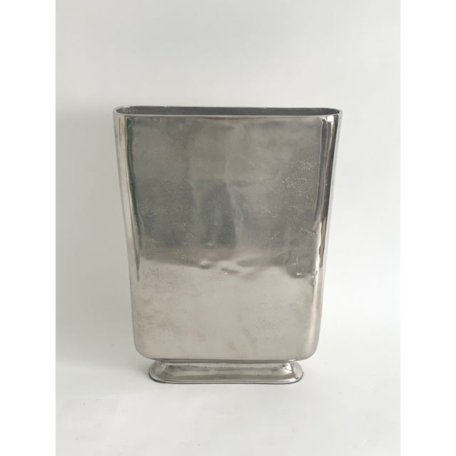 Metal Tall Cast Aluminum Vase For Sale - Image 7 of 9