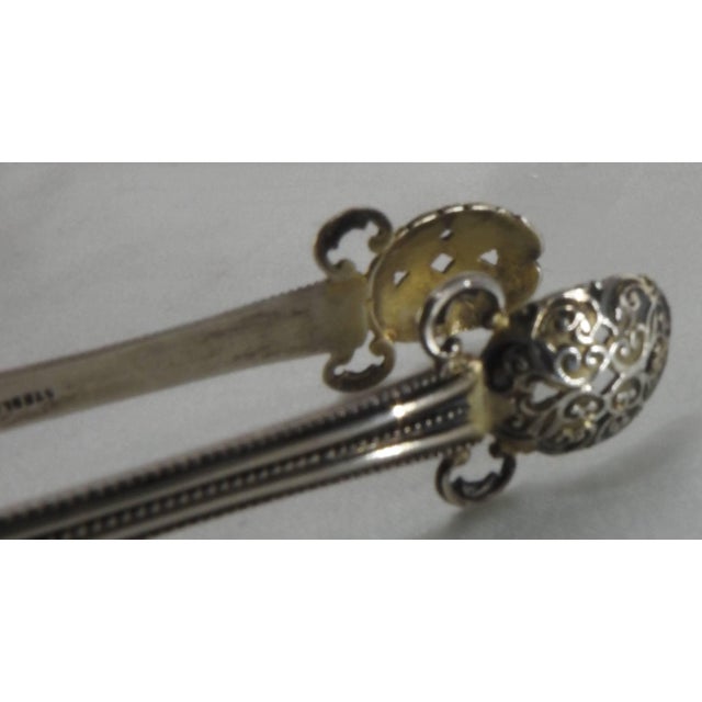 Metal Vintage Sterling Silver Ice Tongs For Sale - Image 7 of 9