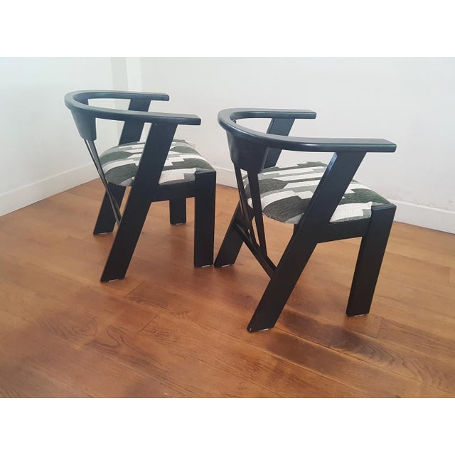 Black Set of Brutalist Style Chairs in Black Lacquered Oak and Bouclé, 1970s For Sale - Image 8 of 12