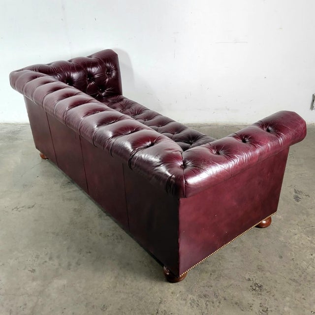 1960s Chesterfield Tufted Hancock and Moore Executive Leather Sofa
