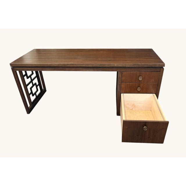 Modernist Sculptural Walnut Desk With Asymmetrical Geometric Base For Sale - Image 11 of 17