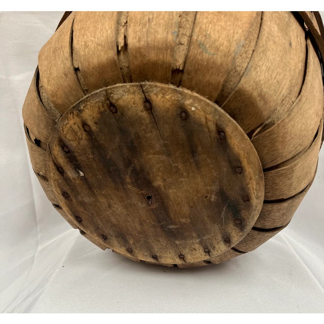 Antique Early 1900s Splint Oak Apple Gathering Basket For Sale - Image 11 of 13