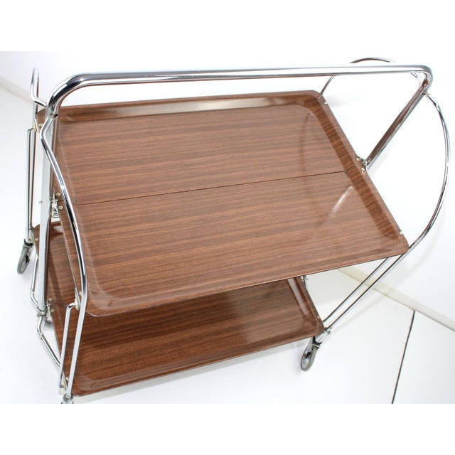 1950s Mid-Century Dinett Foldable Serving Trolley from Bremshey Solingen, 1960s For Sale - Image 5 of 10