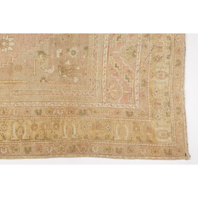 1950s Vintage Muted Turkish Oushak Rug With Faded Blush Field and Neutrals For Sale - Image 5 of 10
