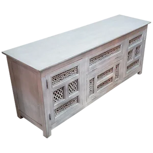 Moroccan Wooden Silver Wash Media Stand