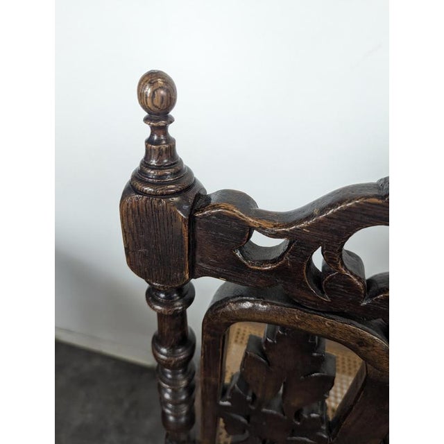 Henri II Chairs in Openwork Carved Oak with Caned Seats, Set of 6 For Sale - Image 9 of 11