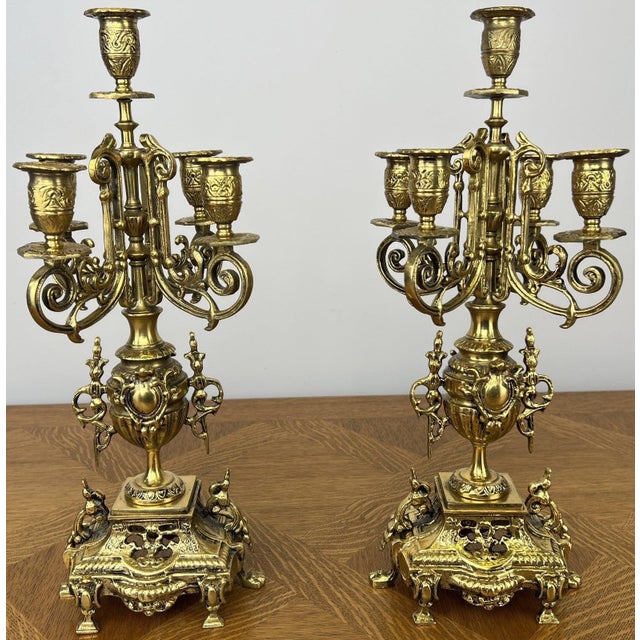 Vintage Candleholders in Brass, Set of 2 For Sale - Image 12 of 12