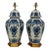 Mid-20th Century Dutch Delft Blue-and-White Ceramic & Giltwood Lamps - a Pair For Sale