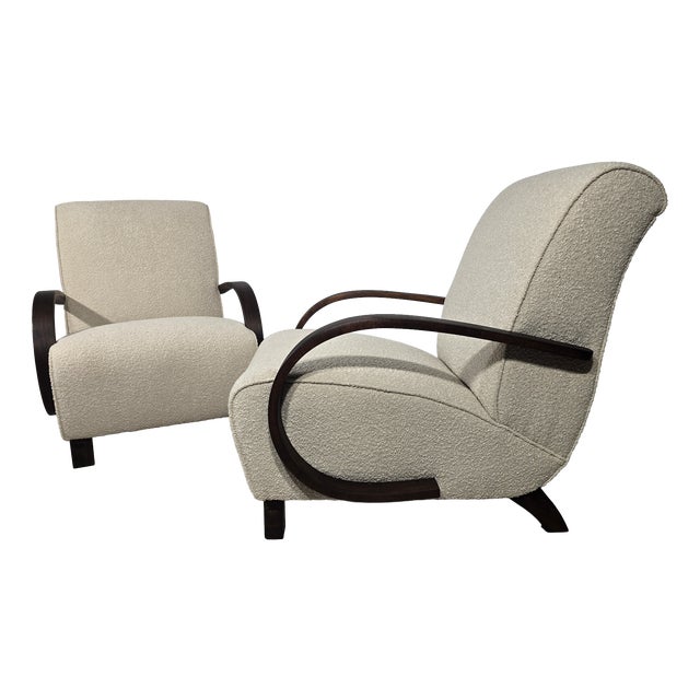Art Deco Lounge Chairs from Jindřich Halabala, 1950s, Set of 2 For Sale