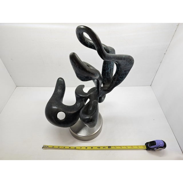 Metal 1980s Large 20" Solid Bronze Abstract Organic Modern Sculpture Verdigris Patina 40 LBS For Sale - Image 7 of 17