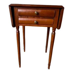 Early 20th Century Sheraton Style 2 Drawer Drop Leaf Side Table. Circa 1920s