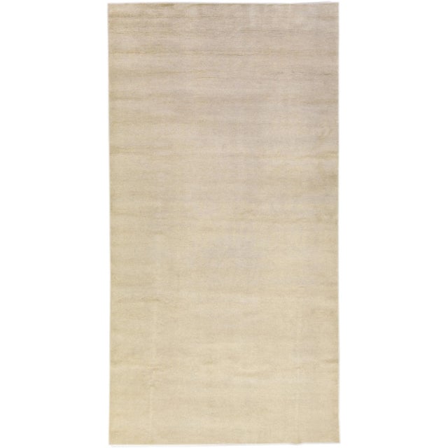 Modern Moroccan Style Handmade Solid Beige Wool Rug For Sale - Image 10 of 10