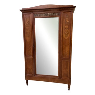 Antique Art Nouveau Linen Wardrobe, 1890s For Sale