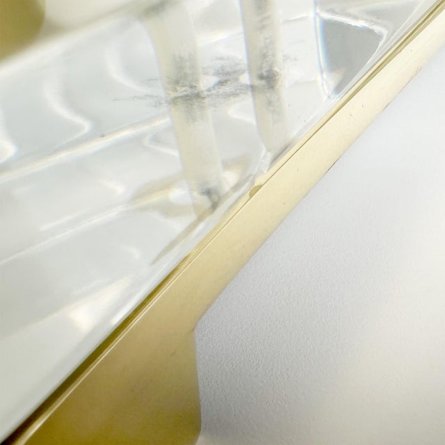 Vintage Mid Century Charles Hollis Jones Brass and Lucite Double Sided Oval Tabletop Mirror For Sale - Image 9 of 10
