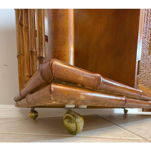 Vintage American of Martinsville Palm Beach Chic Bamboo Bar Cabinet on Casters For Sale - Image 13 of 18
