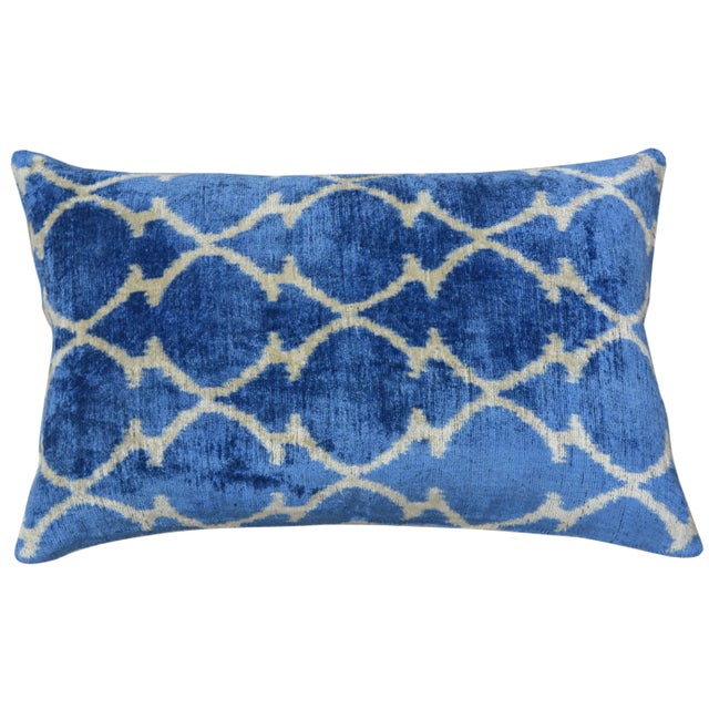Contemporary Silk Uzbek Ikat Velvet Hand Made Pillow Cushion For Sale - Image 3 of 3