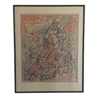 Carl Holty (German American, 1900-1973), Abstract Crayon Drawing on Paper #105 For Sale