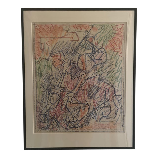 Carl Holty (German American, 1900-1973), Abstract Crayon Drawing on Paper #105 For Sale