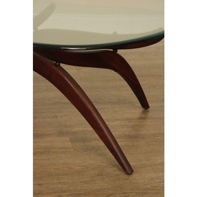 Mid 20th Century Mid Century Modern Glass Top Walnut Coffee Table For Sale - Image 5 of 18