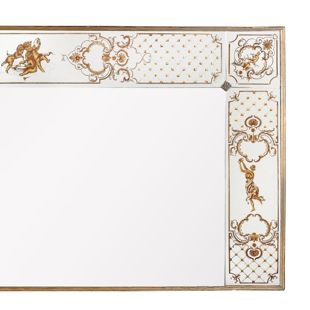 Art Deco Art Deco Giltwood Wall Mirror With Ornate Eglomise Border & Mythological Motifs For Sale - Image 3 of 12