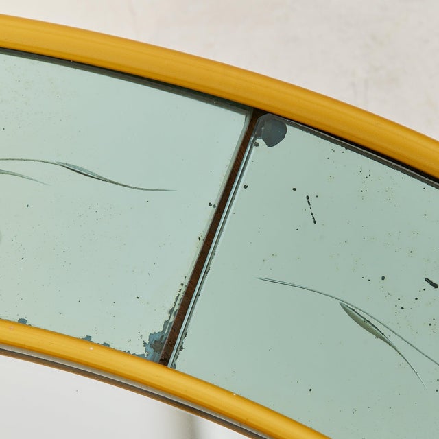 Italian Brass + Etched Glass Round Wall Mirror Attributed to Cristal Arte, 1960s For Sale - Image 9 of 10