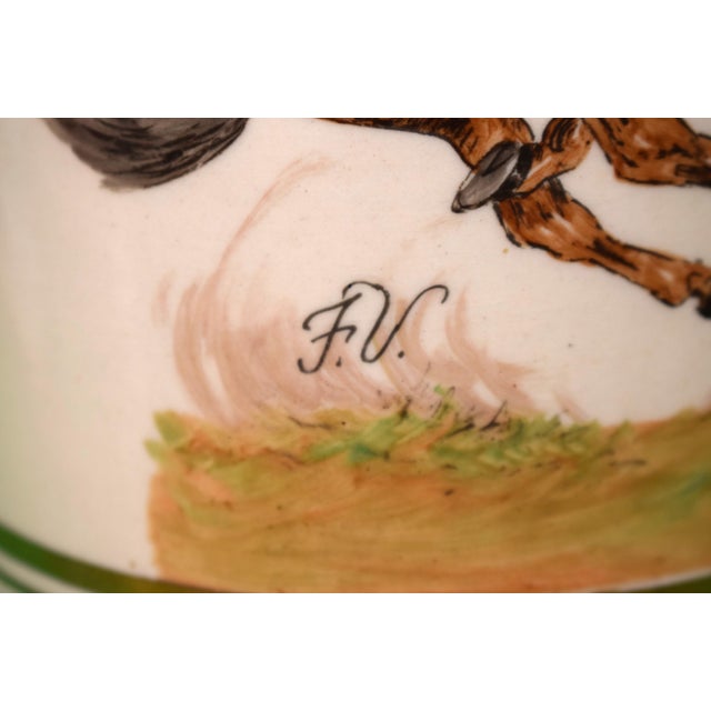 Mid 20th Century Frank Vosmansky Hand Painted Porcelain Lamp W/ Cowboy Bronco Scene For Sale - Image 5 of 5