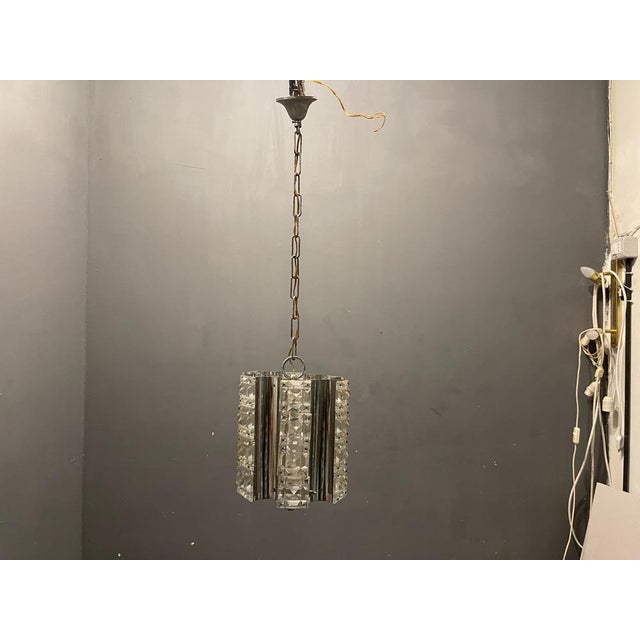 1970s Cut Crystal & Chrome Pendant Light, 1970s For Sale - Image 5 of 14