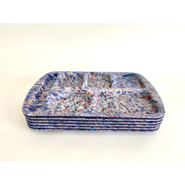Mid-Century Modern Melamine Divided Trays Red/White/Blue - Set of 6 For Sale - Image 3 of 7