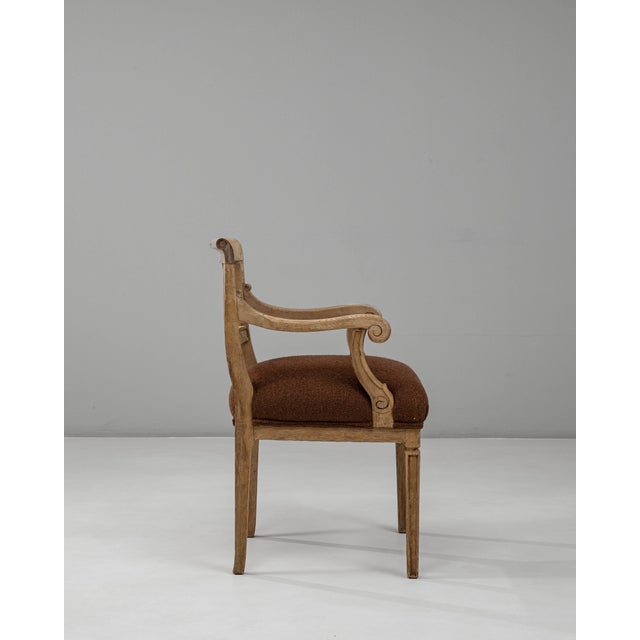 19th Century French Neoclassical Oak Upholstered Armchair With Lyre Back For Sale - Image 17 of 18