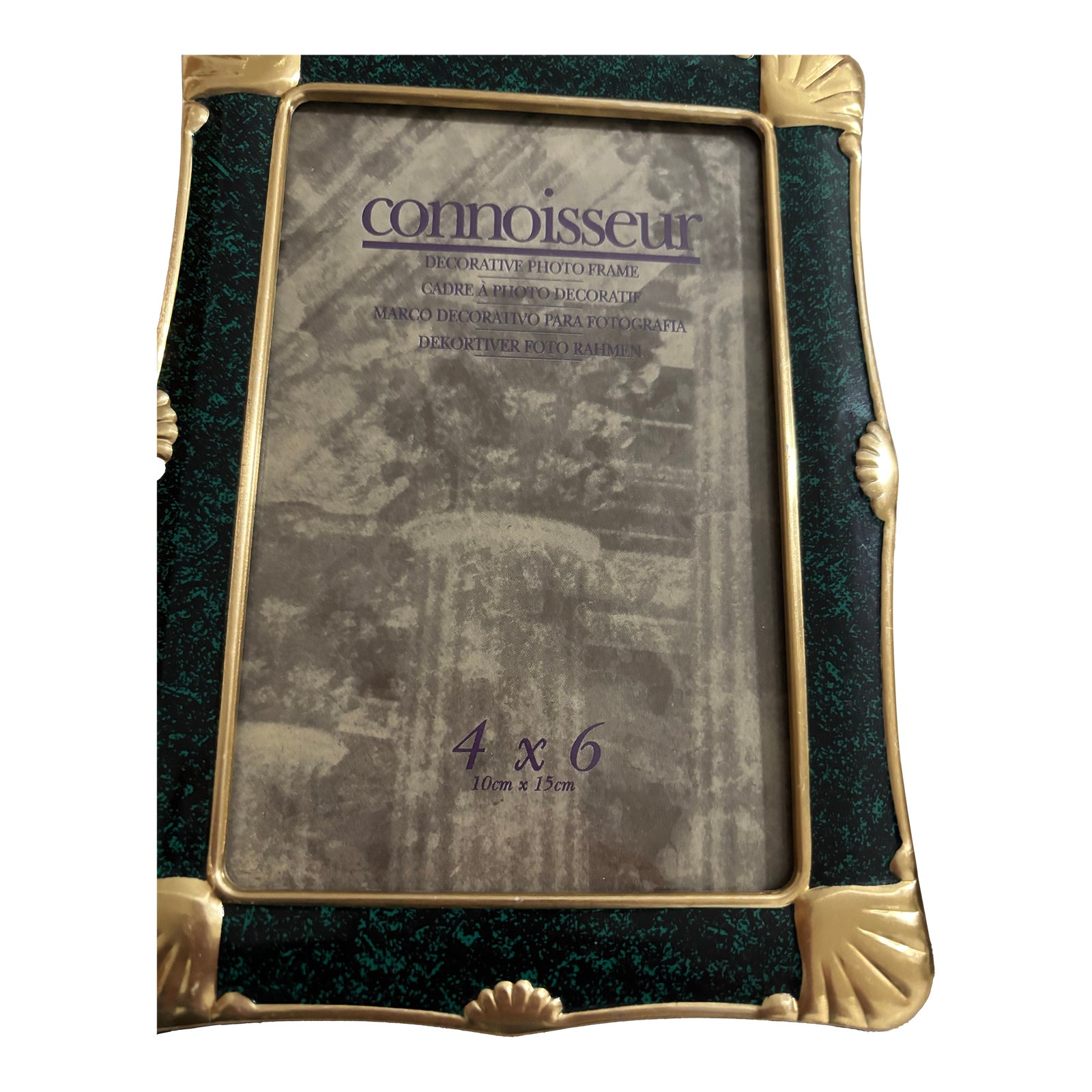 1990s Evergreen and Gold Shells 4x6 Picture Frames, a Pair | Chairish