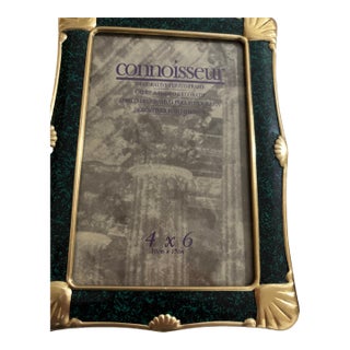 1990s Evergreen and Gold Shells 4x6 Picture Frames, a Pair For Sale