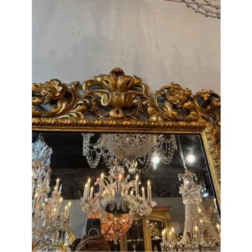 19th Century 19th Century Carved and Giltwood Mirror From Florence For Sale - Image 5 of 7