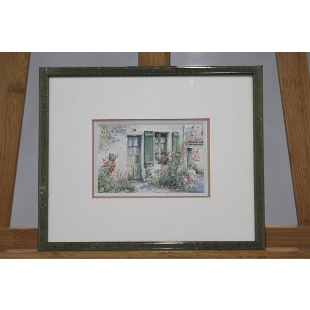 Hollyhock flowers painting Flowers garden French bucolic landscape painting France Ile de RE Ile d Oleron Charente...