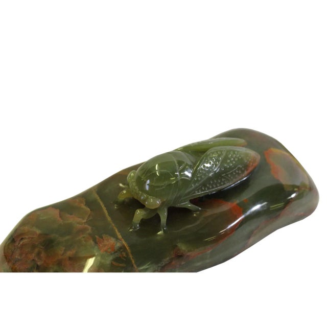 Chinese Oriental Stone Carved Cicada Paperweight Fengshui Display Figure For Sale In San Francisco - Image 6 of 8