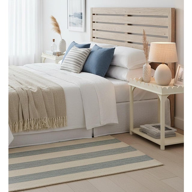 Wood Scalloped Creme Rectangular Side Table For Sale - Image 7 of 7